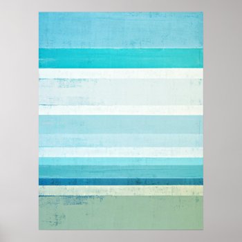 'waves' Blue And Beige Abstract Art Poster by T30Gallery at Zazzle
