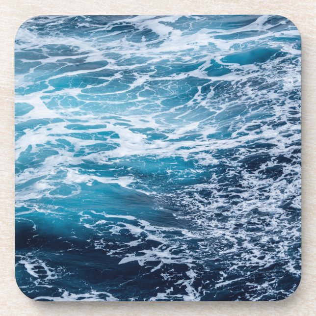 Waves Blue Ocean Summer Beach Beverage Coaster (Front)