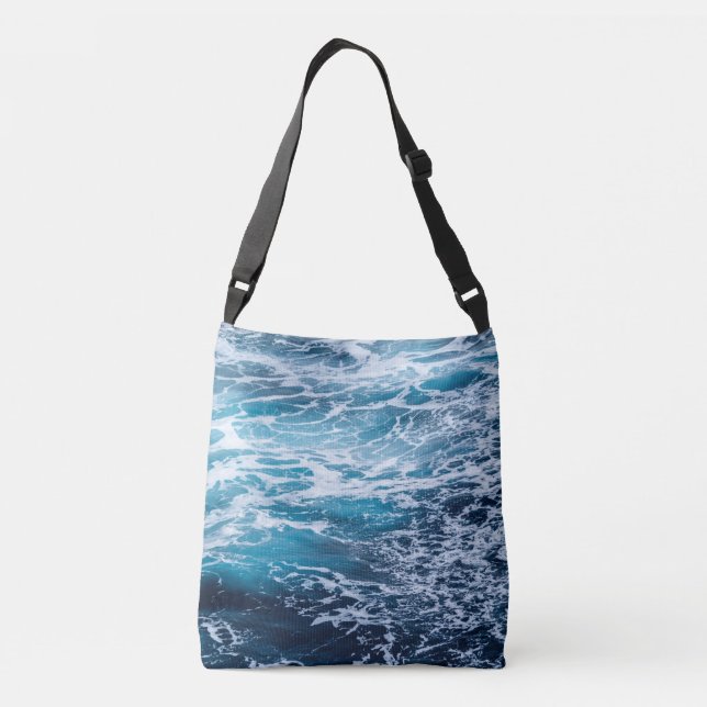 Waves Blue Ocean Summer Beach Crossbody Bag (Back)