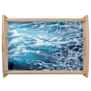 Waves Blue Ocean Summer Beach Serving Tray