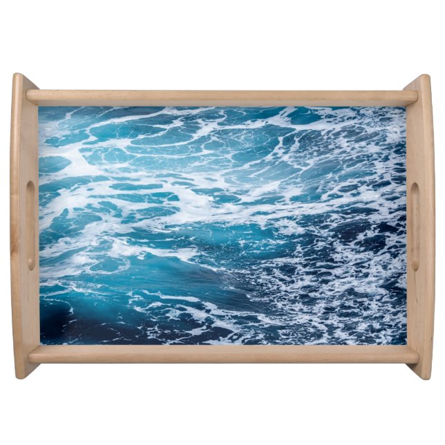 Waves Blue Ocean Summer Beach Serving Tray (Front)