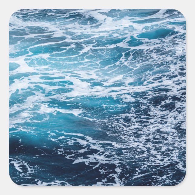Waves Blue Ocean Summer Beach Square Sticker (Front)