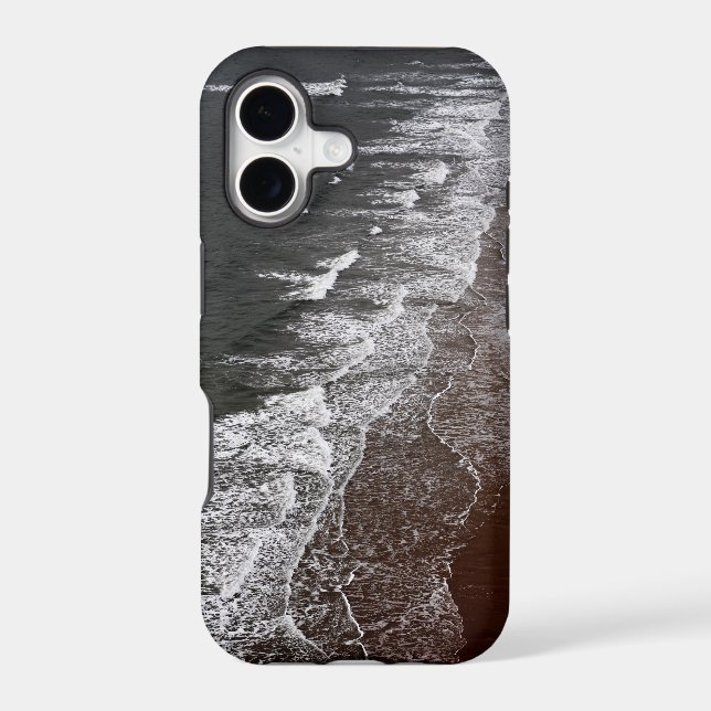 Waves breaking on a sandy beach iphone case (Back)