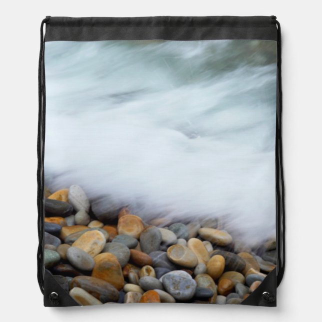 Waves Breaking Onto Pebbles, Tsitsikamma Drawstring Bag (Front)