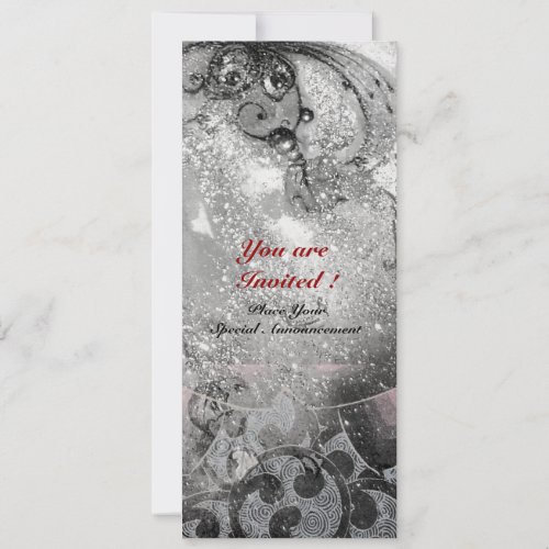 WAVES bright ice metallic black white sparkles Invitation