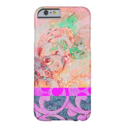 WAVES  Bright Pink Purple Swirls in Gold Sparkles Barely There iPhone 6 Case