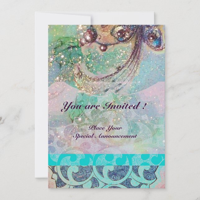 WAVES , bright red brown yellow blue pink sparkles Invitation (Front)