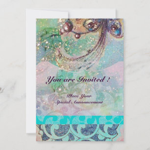 WAVES , bright red brown yellow blue pink sparkles Invitation