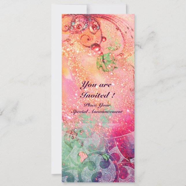 WAVES , bright  red green blue pink gold sparkles Invitation (Front)