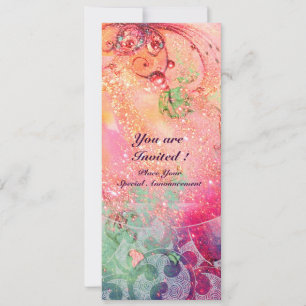 WAVES , bright red green blue pink gold sparkles Invitation