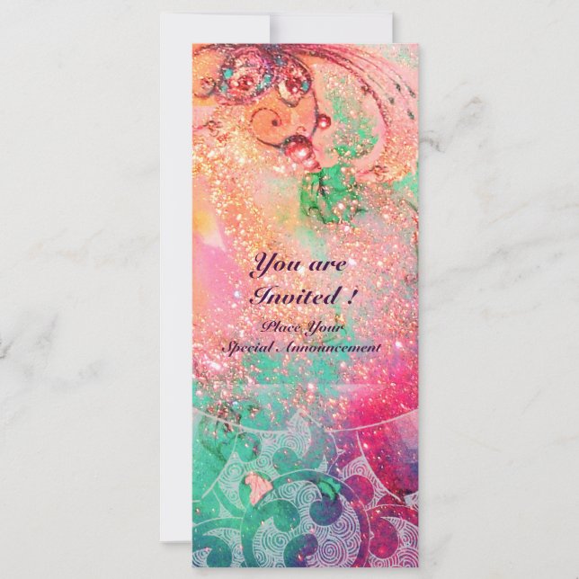 WAVES , bright  red green  blue pink gold sparkles Invitation (Front)