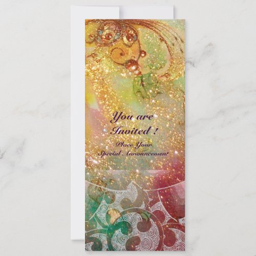 WAVES  bright red  green brown pink gold sparkles Invitation