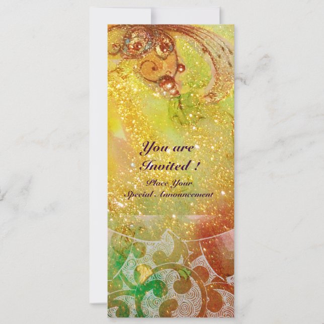 WAVES , bright red  green brown pink gold sparkles Invitation (Front)