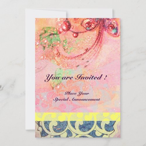 WAVES  bright red green yellow blue pink sparkles Invitation