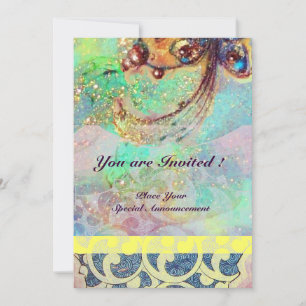 WAVES , bright red green yellow blue pink sparkles Invitation