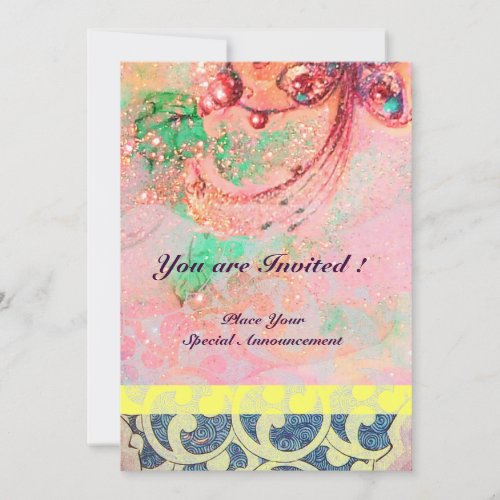 WAVES  bright red green yellow blue pink sparkles Invitation