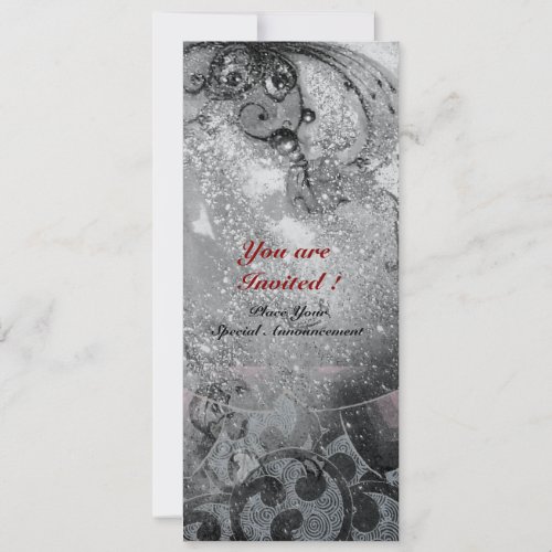 WAVES bright silver metallic black white sparkles Invitation