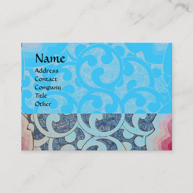 WAVES, bright,vibrant pink blue Business Card (Front)