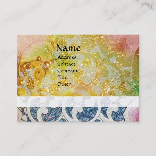 WAVES bright vibrant yellow blue silver sparkle Business Card