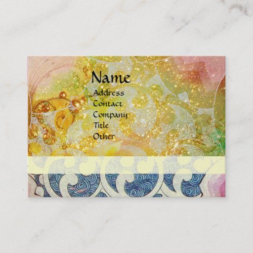 WAVES bright vibrant yellow blue silver sparkle Business Card