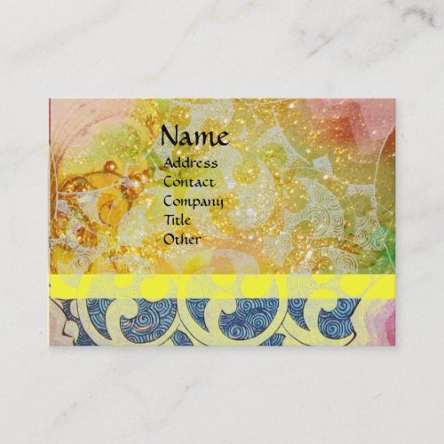 WAVES bright  vibrant yellow blue sparkles Business Card