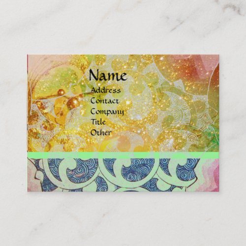 WAVES bright  vibrant yellow blue sparkles Business Card