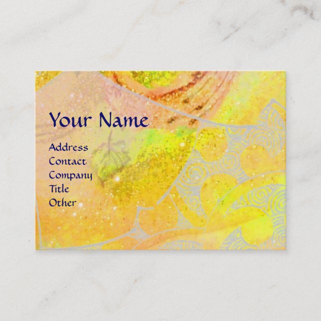 WAVES , bright vibrant yellow blue sparkles Business Card (Front)