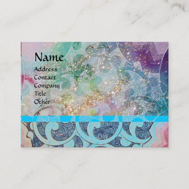 WAVES , bright white,blue green Business Card (Front)