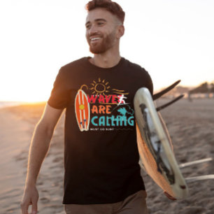 Waves calling i must go surf retro color pallette T-Shirt