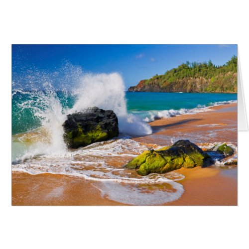 Waves crash on the beach Hawaii