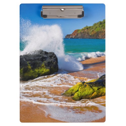 Waves crash on the beach Hawaii Clipboard