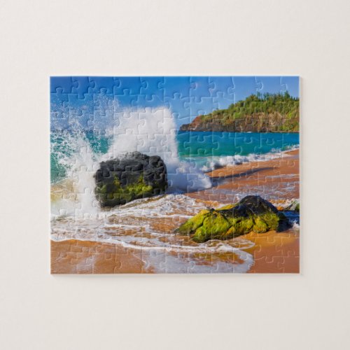 Waves crash on the beach Hawaii Jigsaw Puzzle
