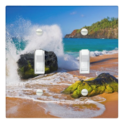 Waves crash on the beach Hawaii Light Switch Cover