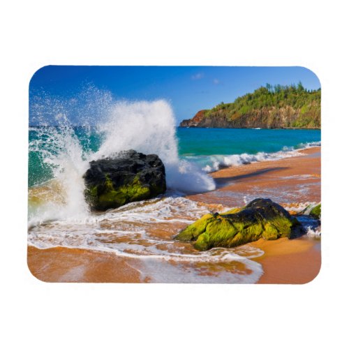 Waves crash on the beach Hawaii Magnet