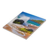 Waves crash on the beach, Hawaii Tile | Zazzle