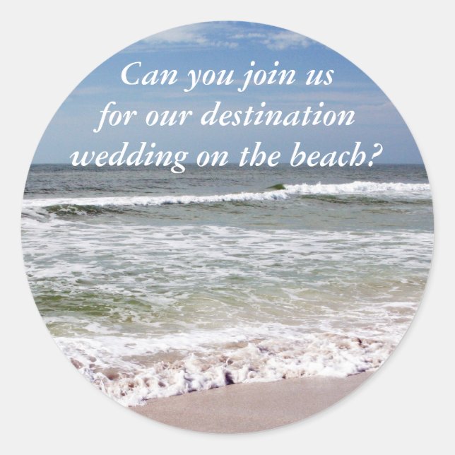 Waves Crash on the Sandy Beach Classic Round Sticker (Front)