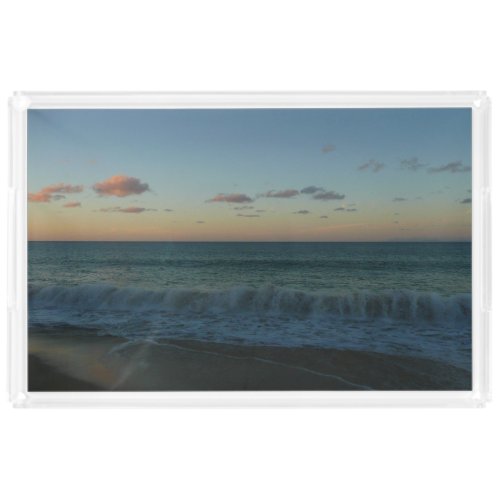 Waves Crashing at Sunset Beach Landscape Acrylic Tray