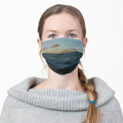 Waves Crashing at Sunset Beach Landscape Adult Cloth Face Mask