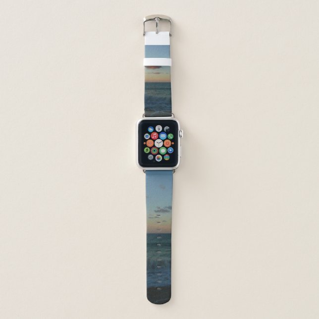 Waves Crashing at Sunset Beach Landscape Apple Watch Band (Front)