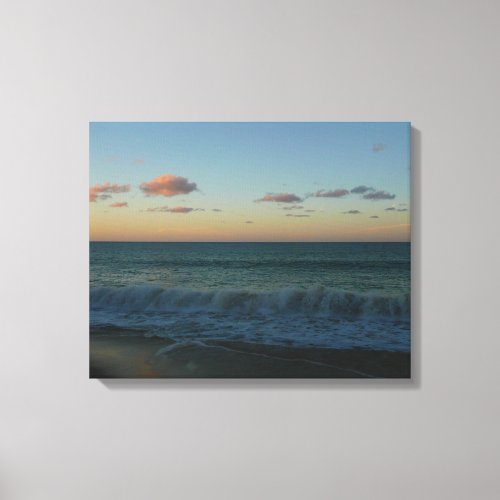 Waves Crashing at Sunset Beach Landscape Canvas Print
