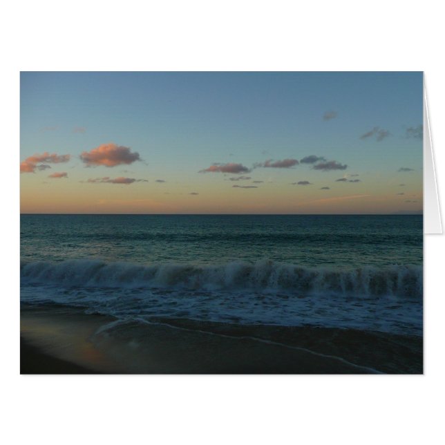 Waves Crashing at Sunset Beach Landscape Card (Front Horizontal)