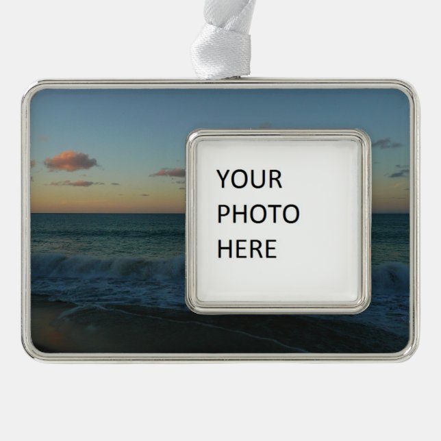 Waves Crashing at Sunset Beach Landscape Christmas Ornament (Front)