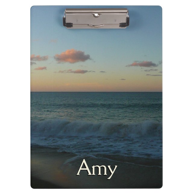 Waves Crashing at Sunset Beach Landscape Clipboard (Front)