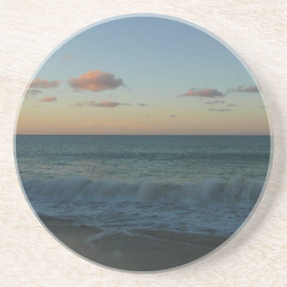 Waves Crashing at Sunset Beach Landscape Coaster