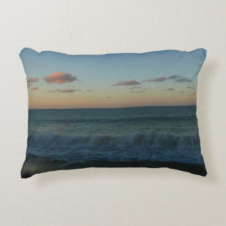 Waves Crashing at Sunset Beach Landscape Decorative Pillow
