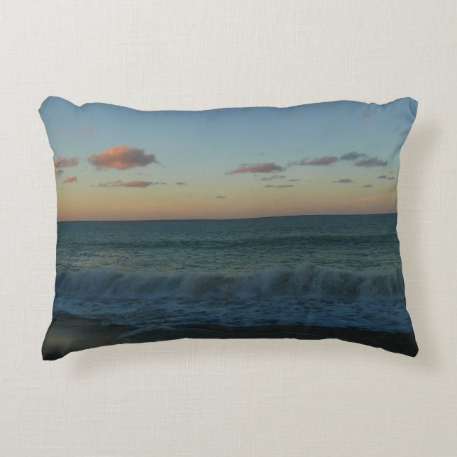 Waves Crashing at Sunset Beach Landscape Decorative Pillow (Front)