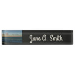 Waves Crashing at Sunset Beach Landscape Desk Name Plate