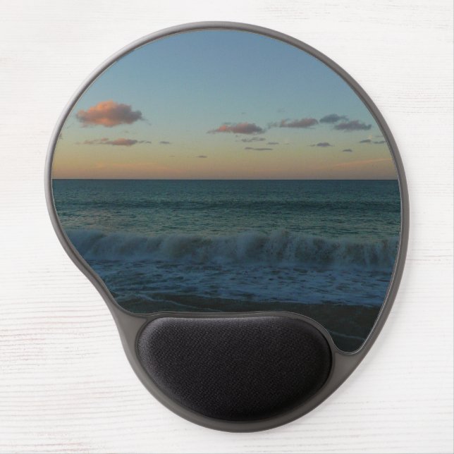 Waves Crashing at Sunset Beach Landscape Gel Mouse Pad (Front)