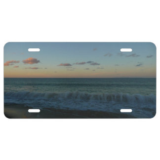 Waves Crashing at Sunset Beach Landscape License Plate
