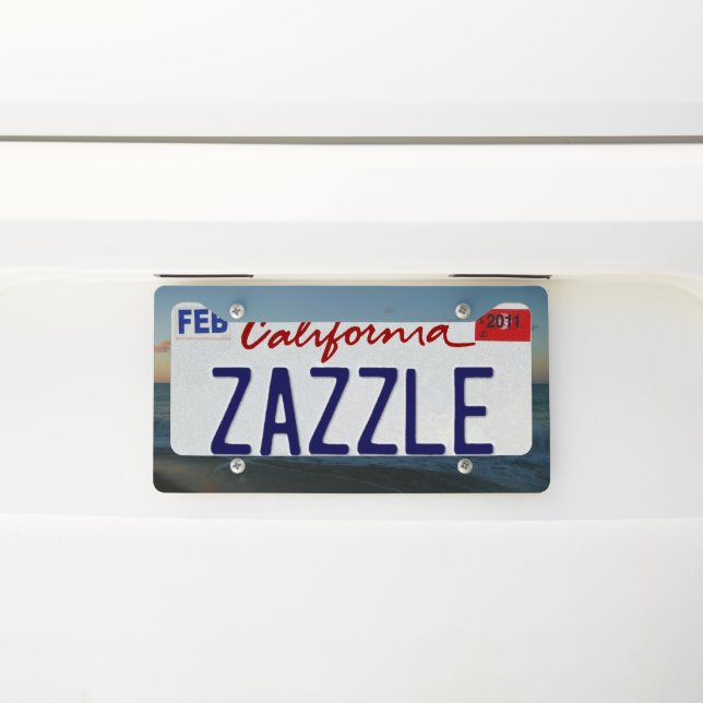 Waves Crashing at Sunset Beach Landscape License Plate Frame (On Car)